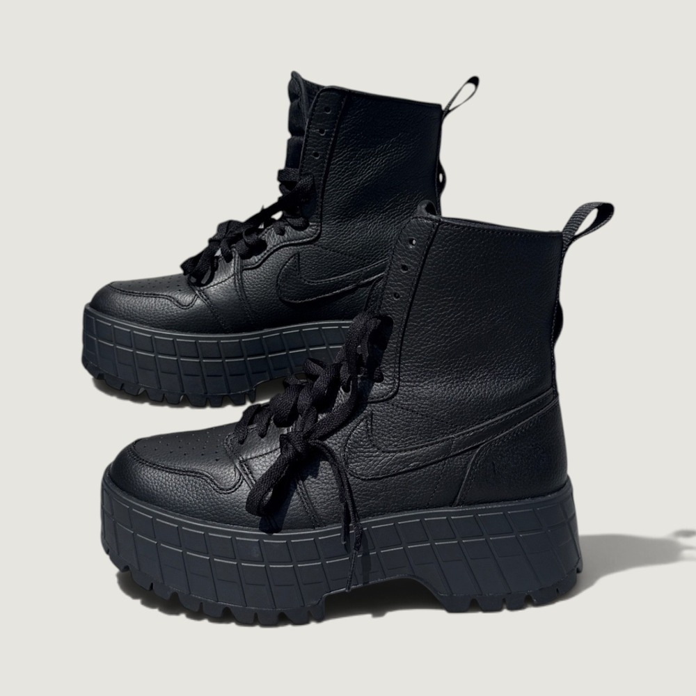 Nike Air Jordan 1 Brooklyn Boot Women 9 Black New FJ5737-001 Platform Leather